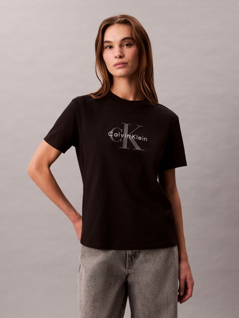 Black Monogram Logo Tee  Women