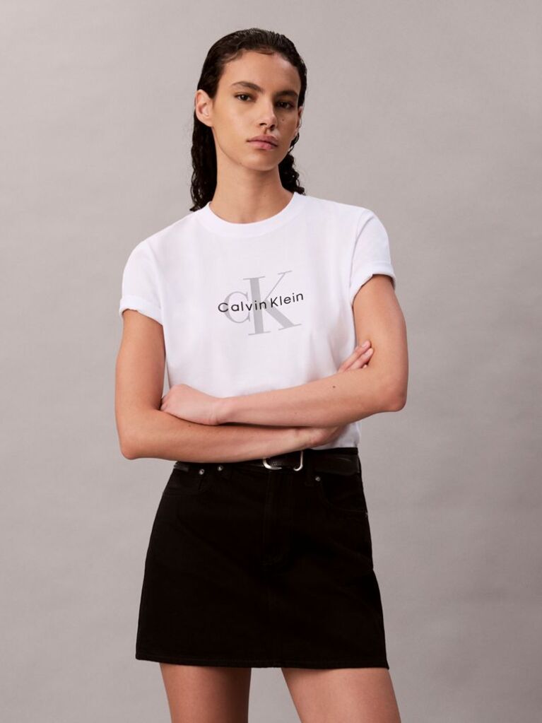 White Monogram Logo Tee  Women