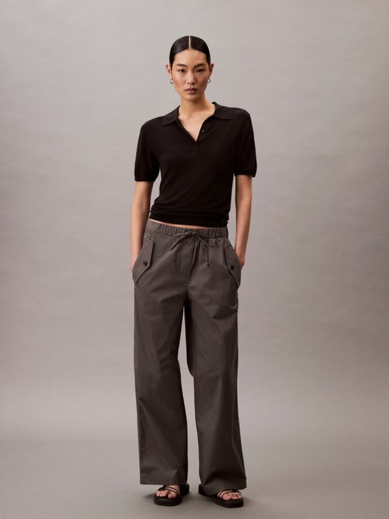 Grey Cotton Stretch Cargo Pants  Women