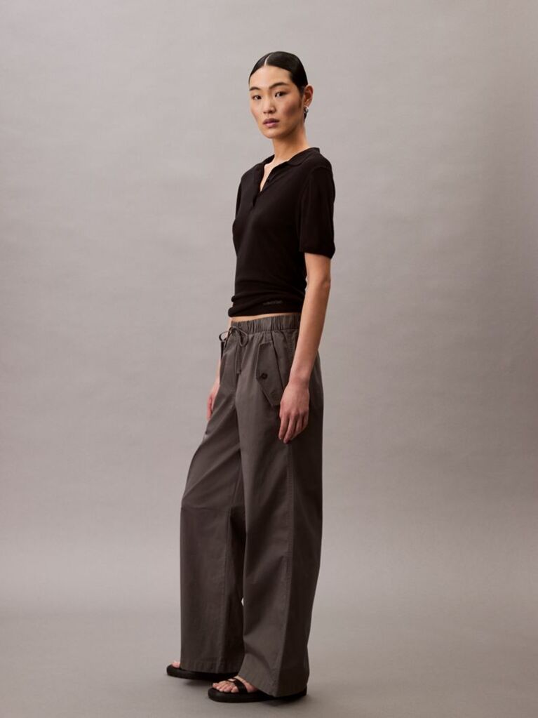 Grey Cotton Stretch Cargo Pants  Women