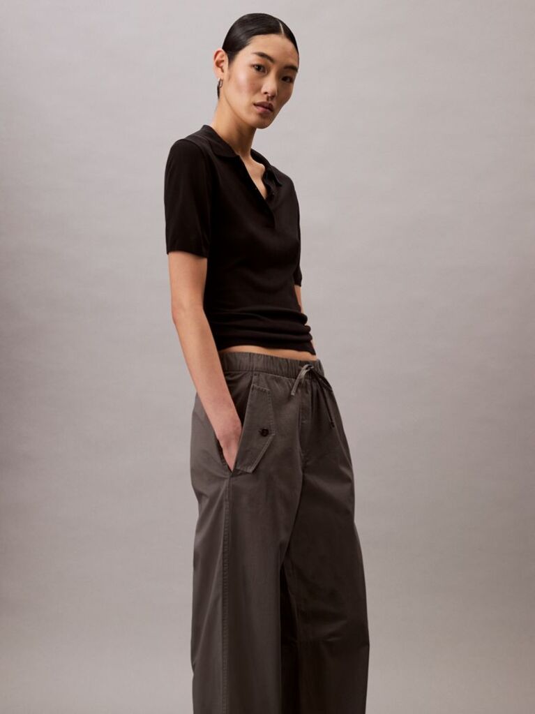 Grey Cotton Stretch Cargo Pants  Women