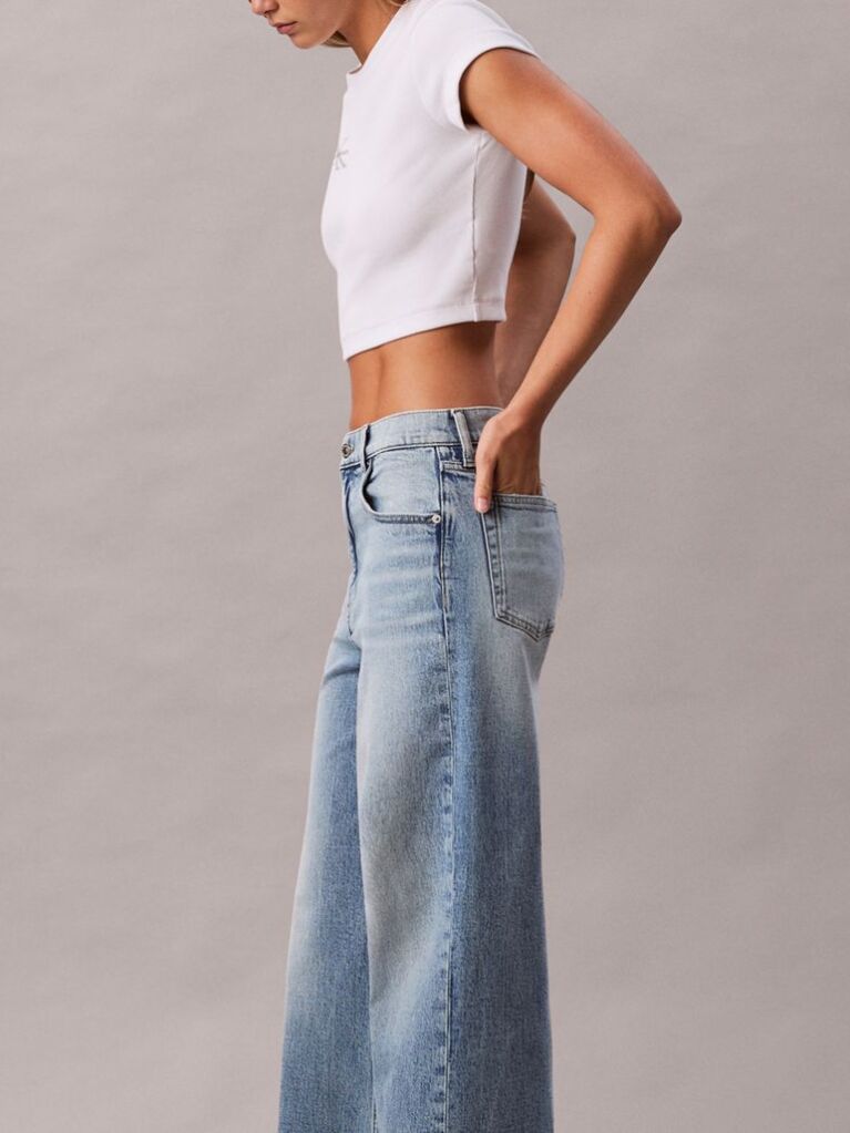 Denim Allover Monogram Low Rise Baggy Jeans  Women