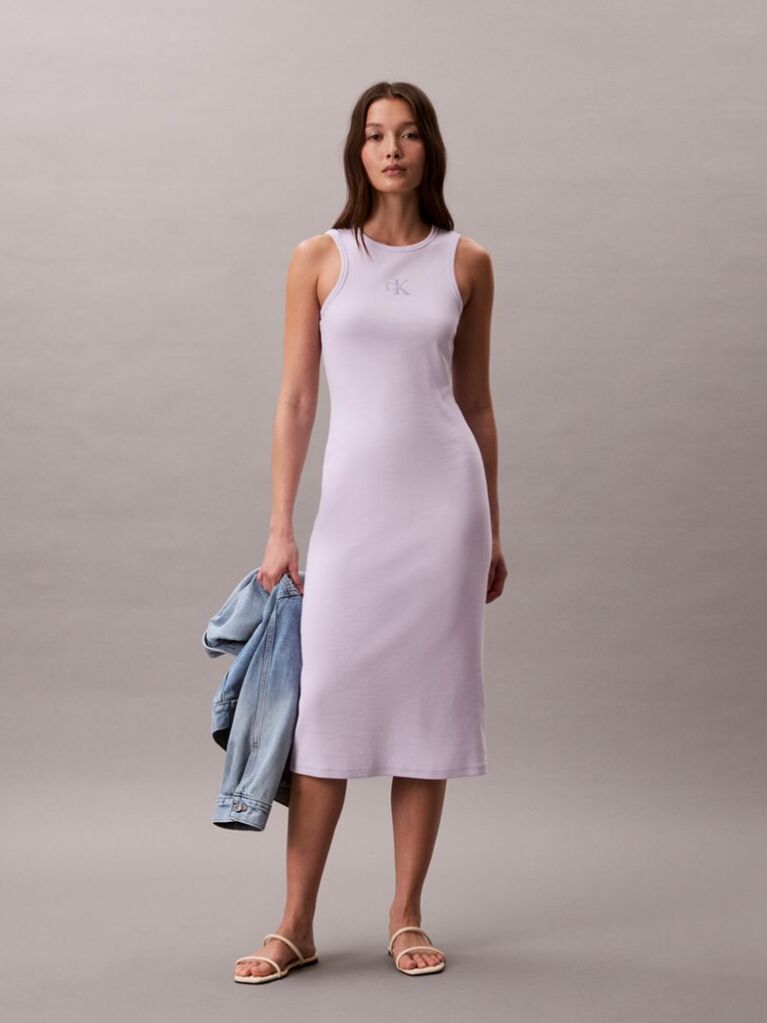 Purple Monogram Rib Midi Tank Dress  Women