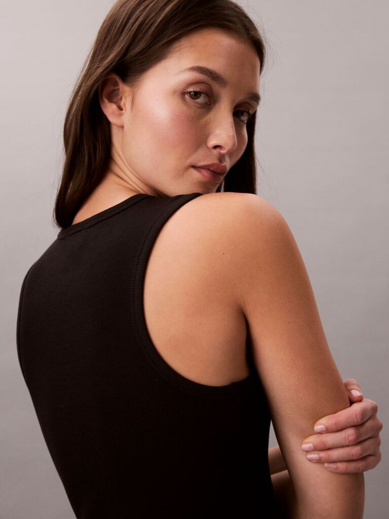 Black Monogram Rib Midi Tank Dress  Women
