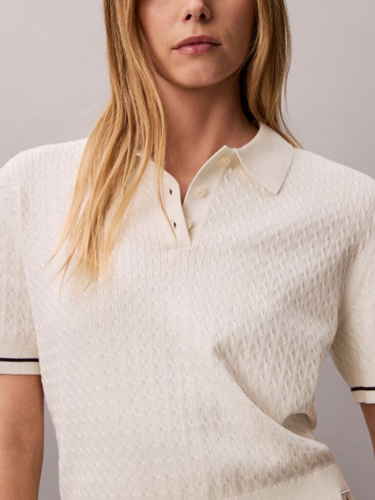 White Cable Knit Short Sleeve Jumper  Women