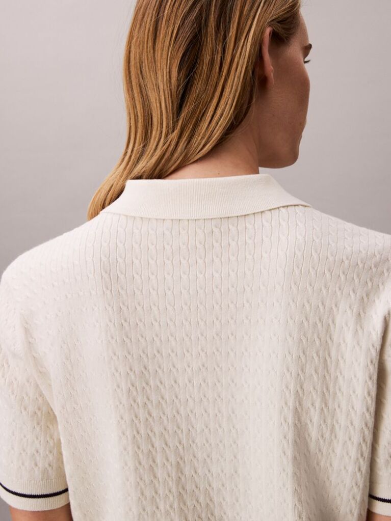 White Cable Knit Short Sleeve Jumper  Women