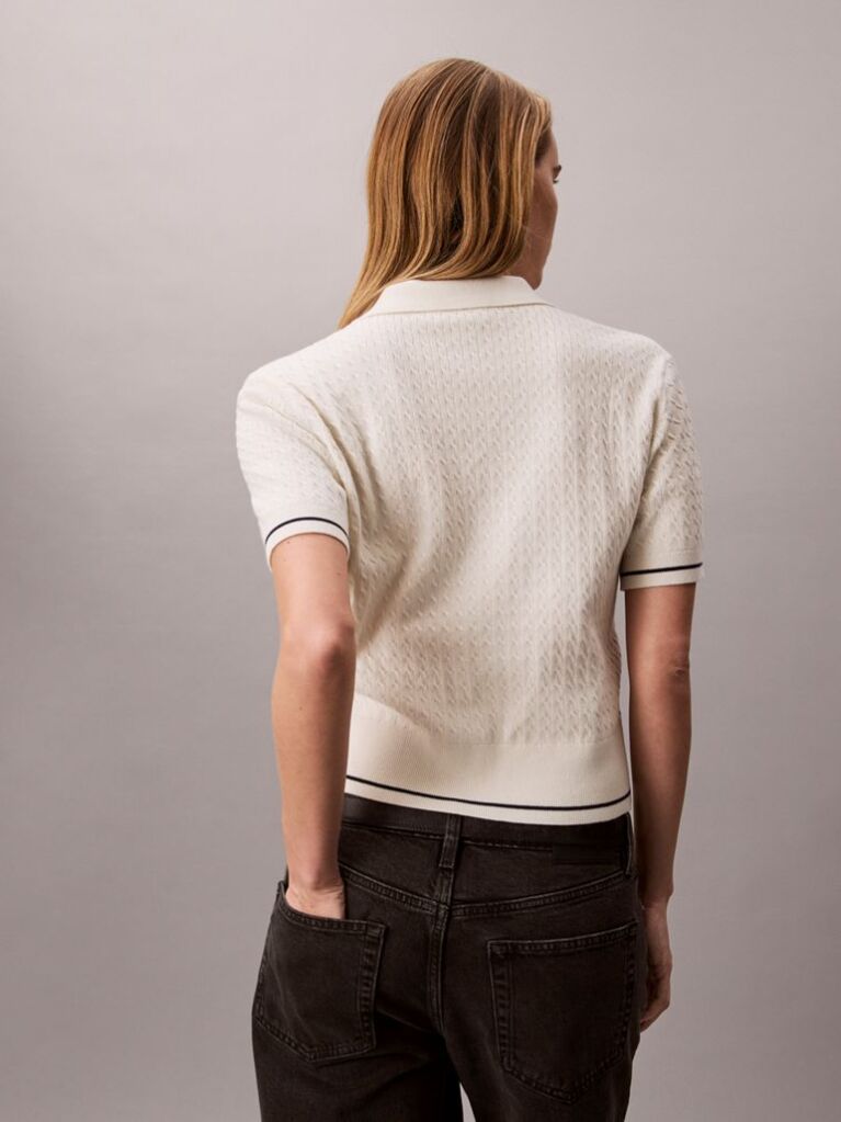 White Cable Knit Short Sleeve Jumper  Women