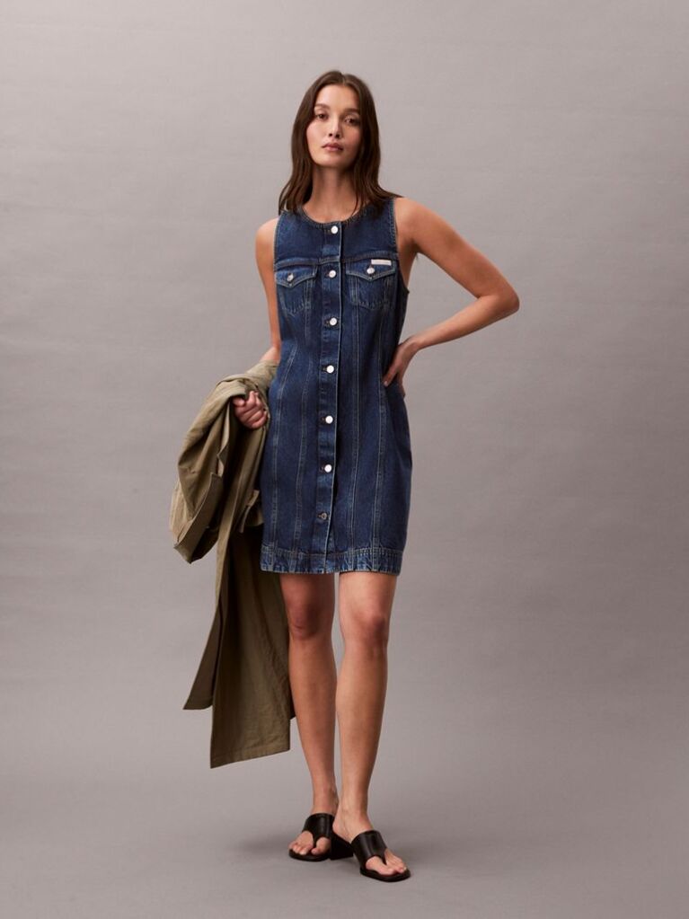 Denim Sleeveless Denim Trucker Dress  Women