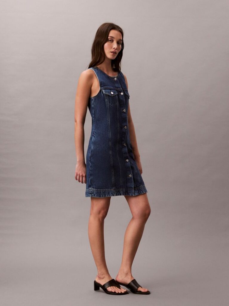 Denim Sleeveless Denim Trucker Dress  Women
