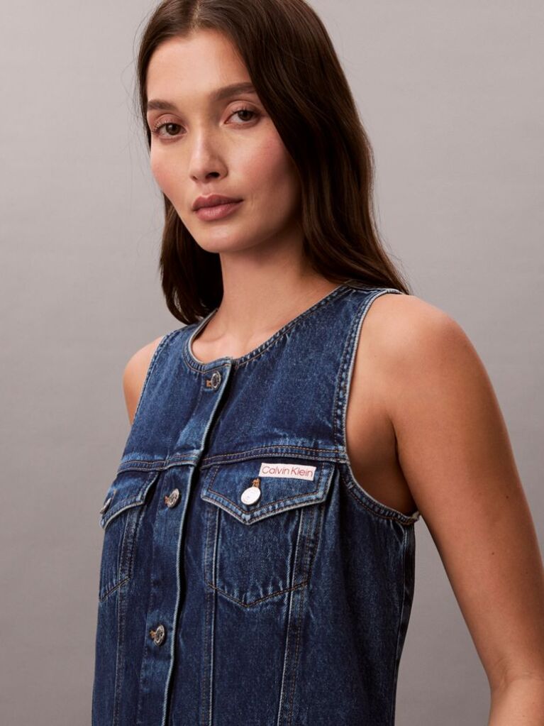 Denim Sleeveless Denim Trucker Dress  Women