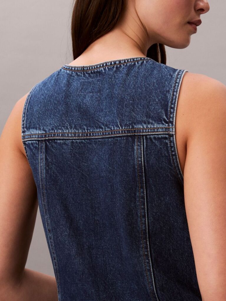 Denim Sleeveless Denim Trucker Dress  Women