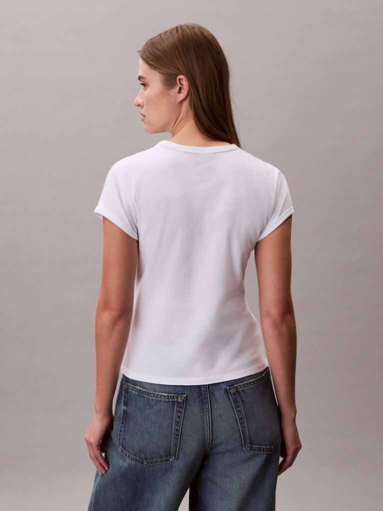 White Slim Varsity Logo T-shirt  Women