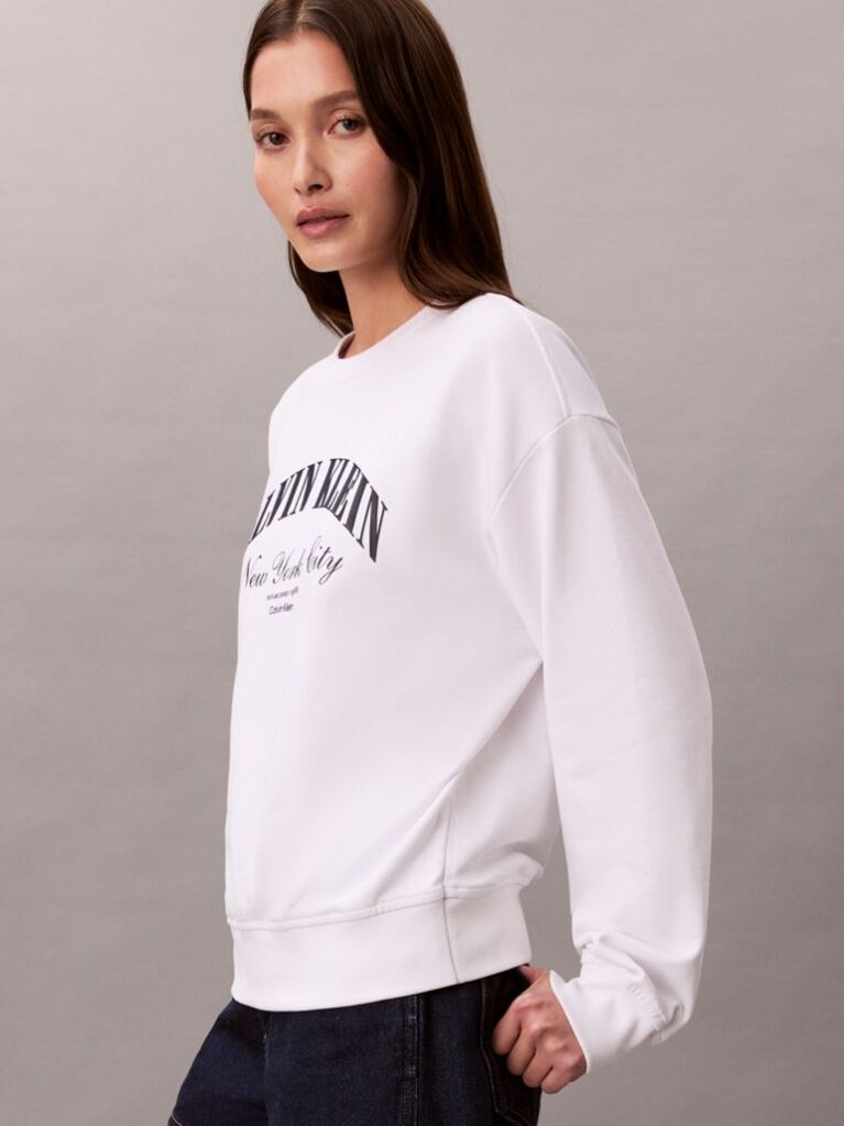 White Varsity Logo Sweatshirt  Women