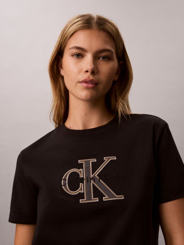 Black Monogram Appliqué T-shirt  Women