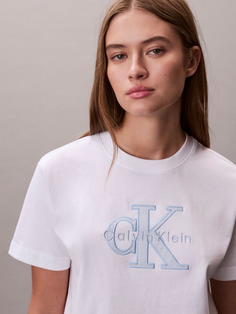 White Monogram Appliqué T-shirt  Women