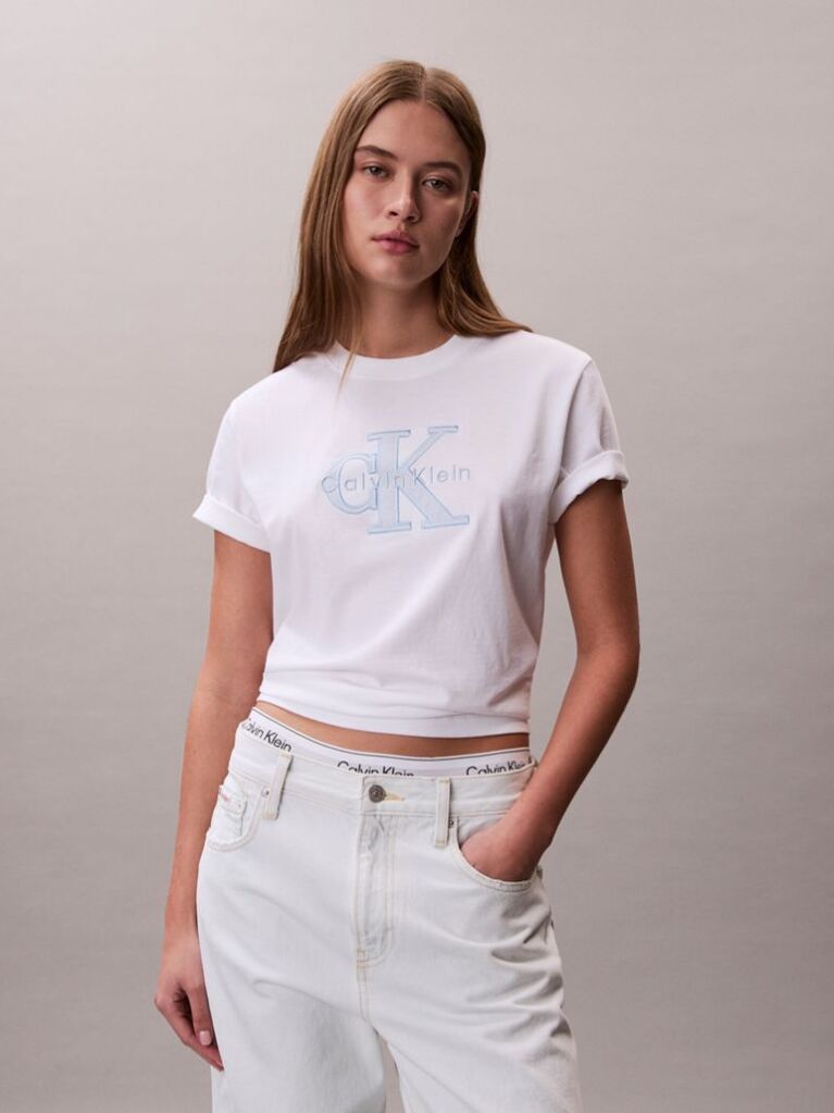 White Monogram Appliqué T-shirt  Women