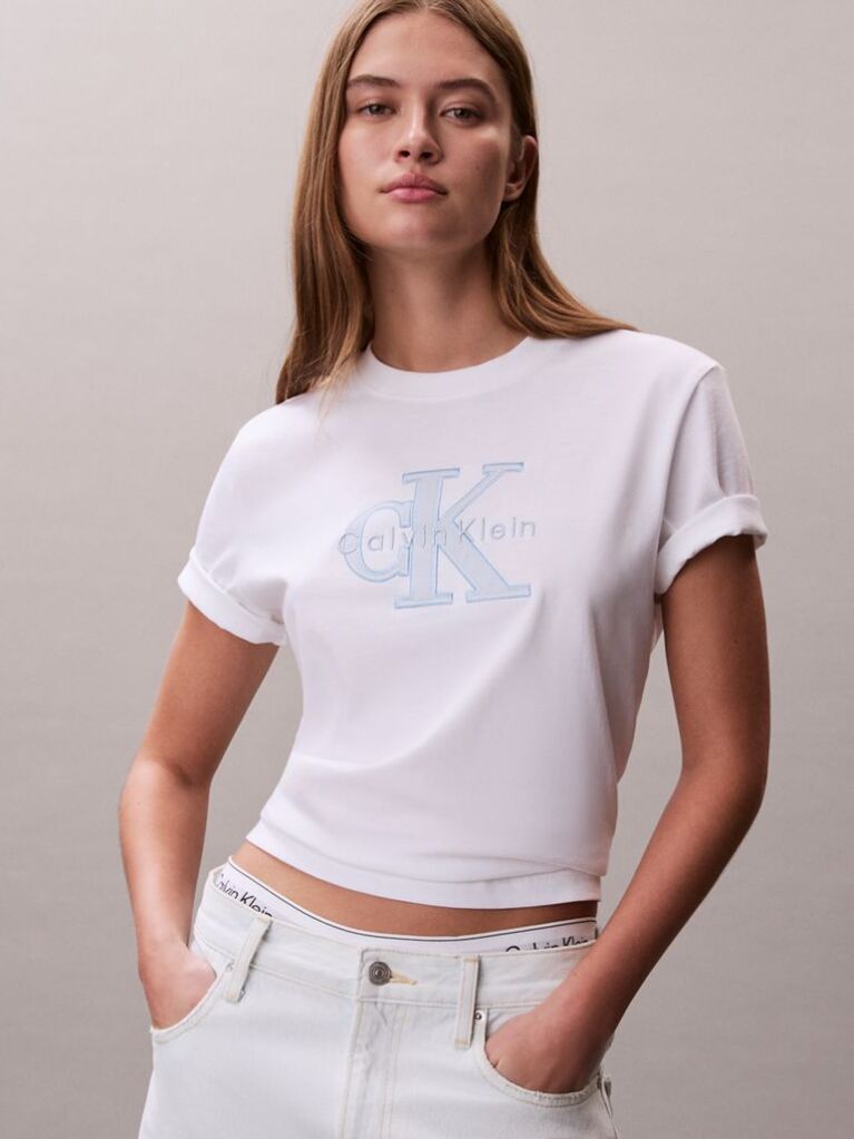 White Monogram Appliqué T-shirt  Women