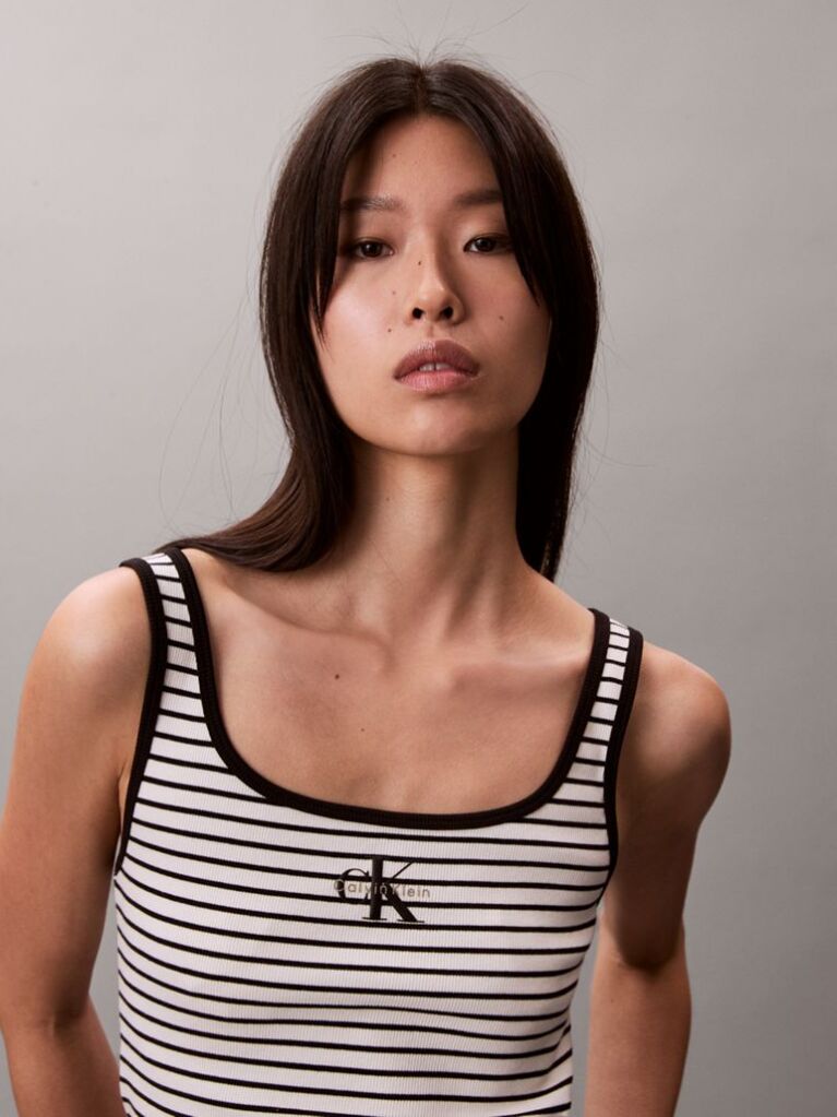 Black Scoop Neck Ribbed Tank Top  Women