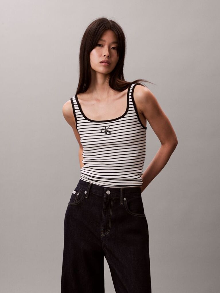 Black Scoop Neck Ribbed Tank Top  Women