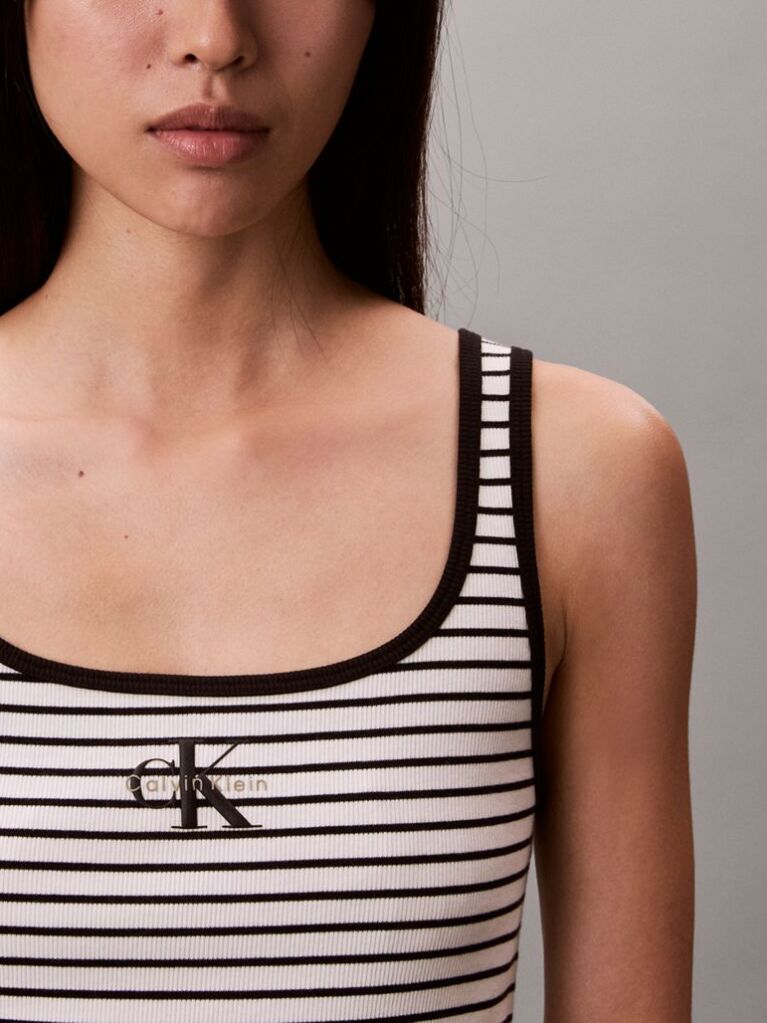 Black Scoop Neck Ribbed Tank Top  Women