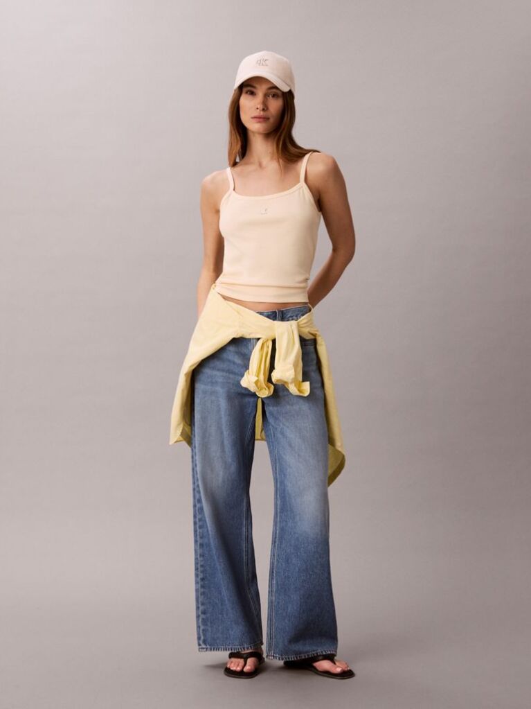 Beige Ribbed Cotton Cami Top  Women