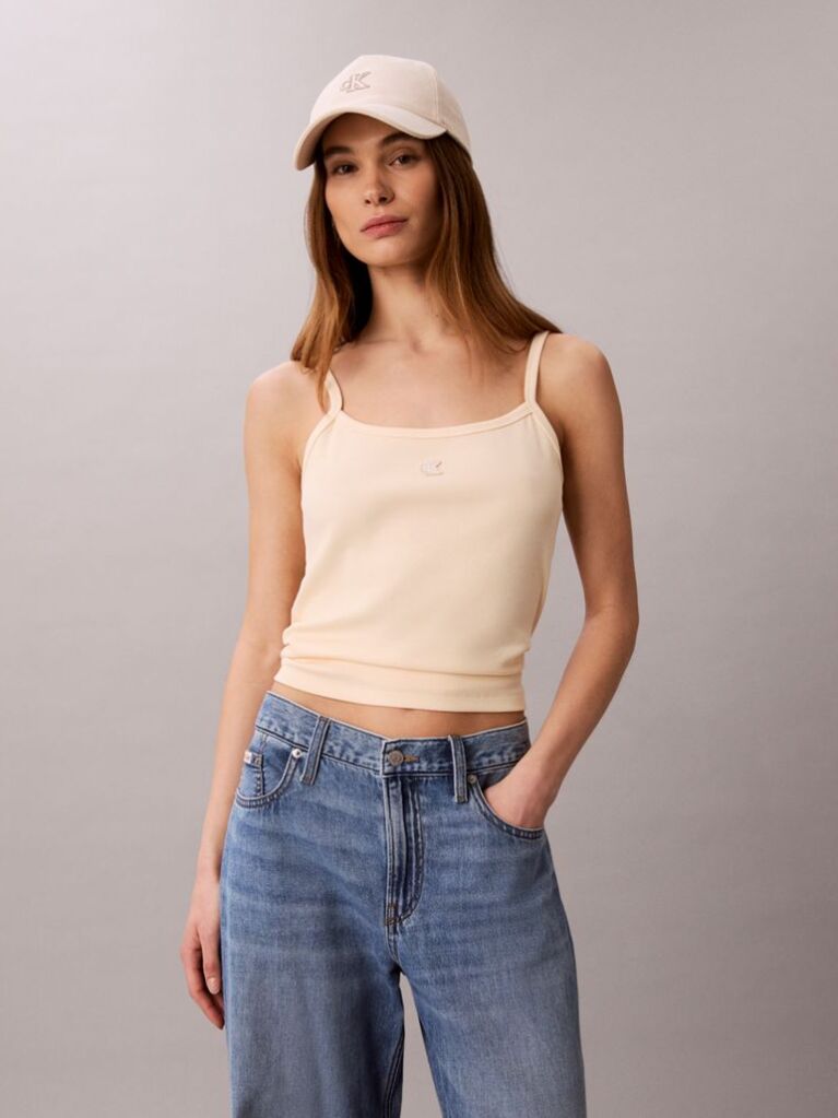 Beige Ribbed Cotton Cami Top  Women