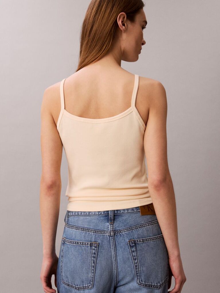 Beige Ribbed Cotton Cami Top  Women