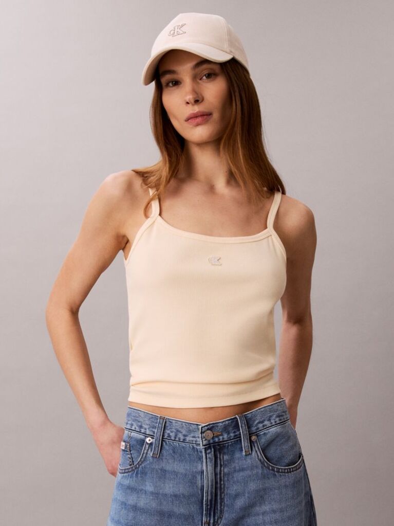 Beige Ribbed Cotton Cami Top  Women