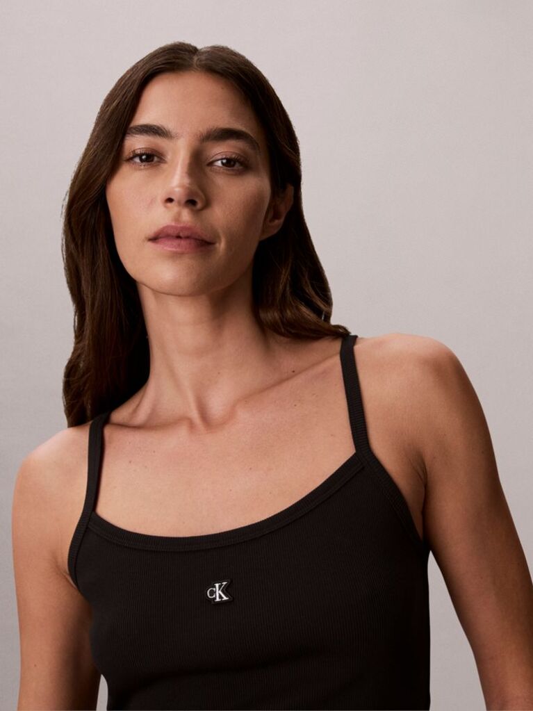 Black Ribbed Cotton Cami Top  Women