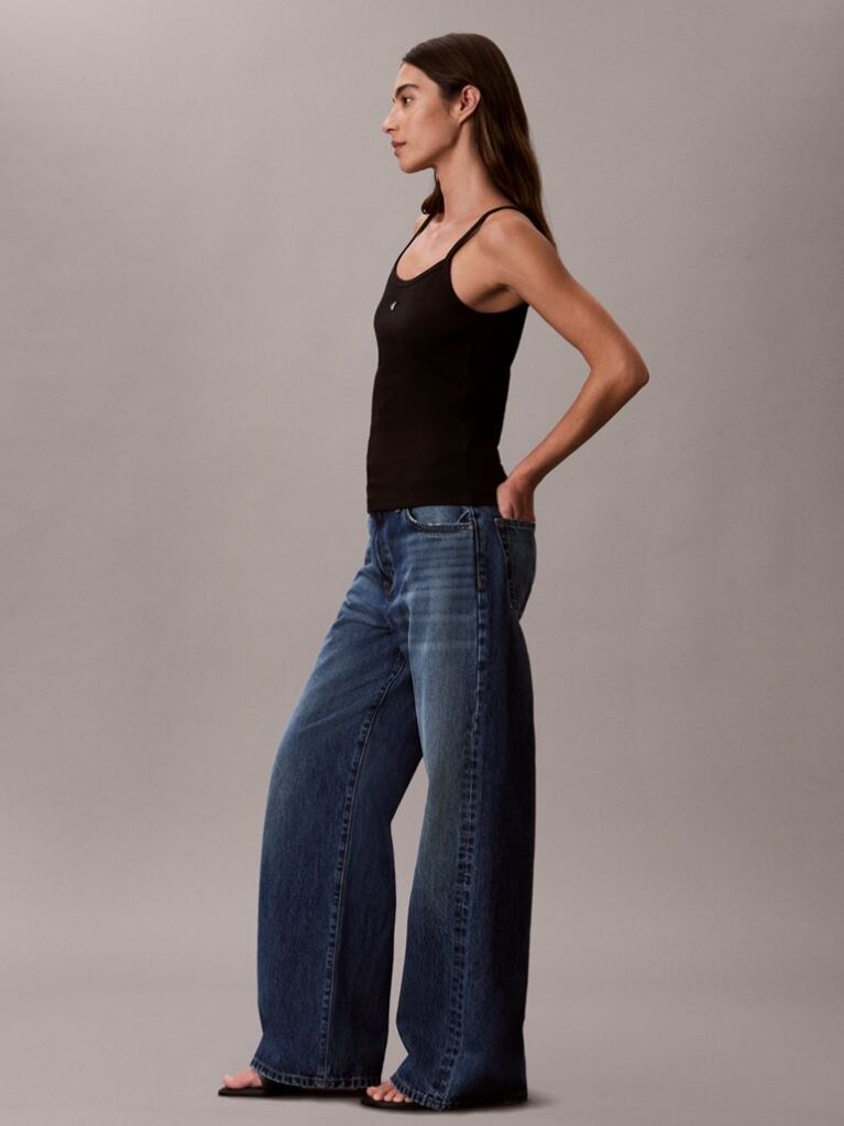 Black Ribbed Cotton Cami Top  Women