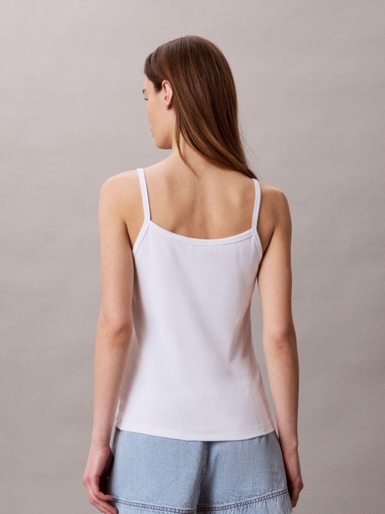 White Ribbed Cotton Cami Top  Women