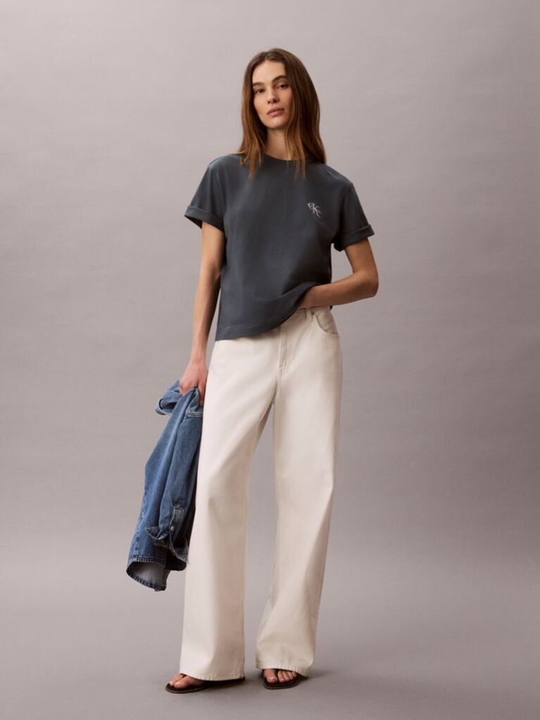 Blue Monologo Boxy T-Shirt  Women