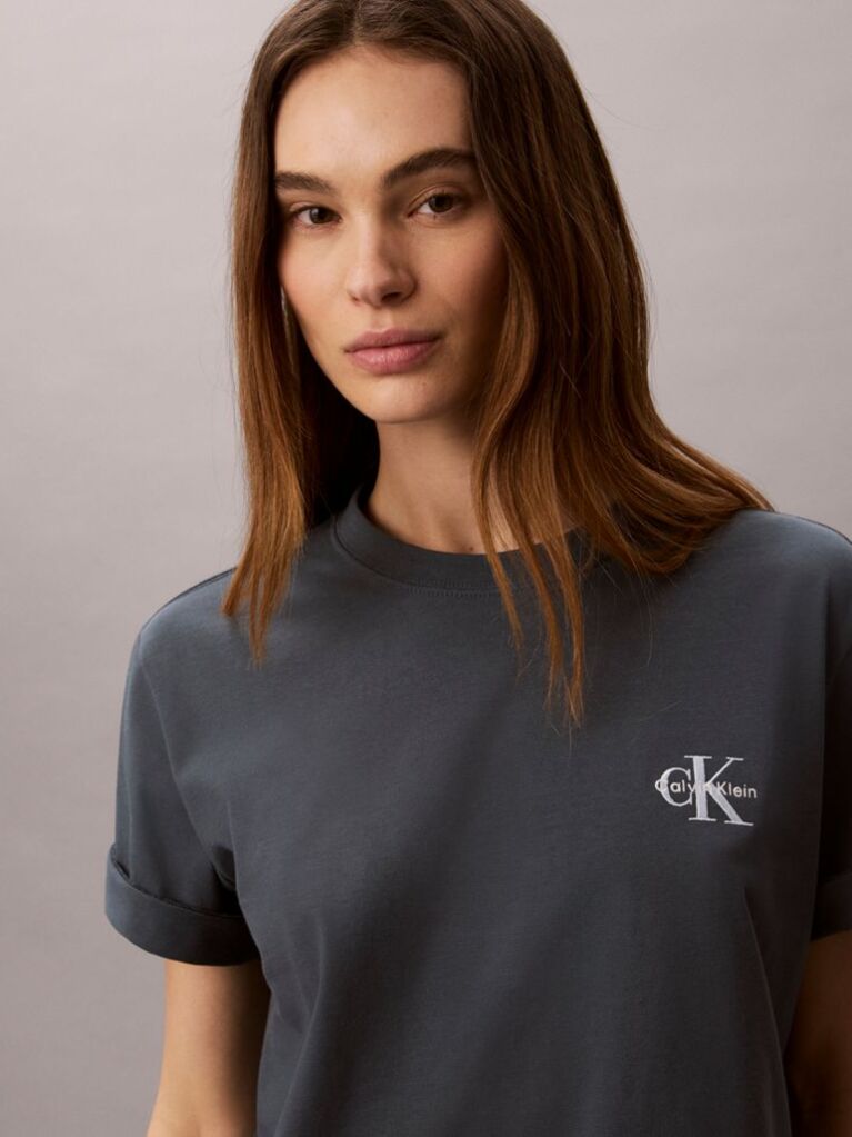 Blue Monologo Boxy T-Shirt  Women