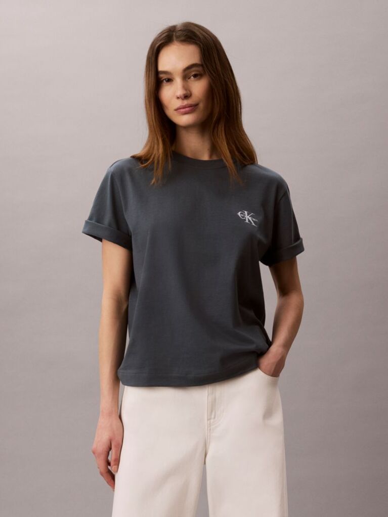 Blue Monologo Boxy T-Shirt  Women