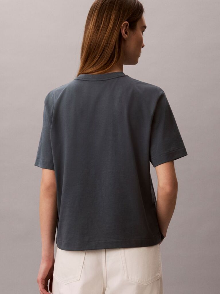 Blue Monologo Boxy T-Shirt  Women