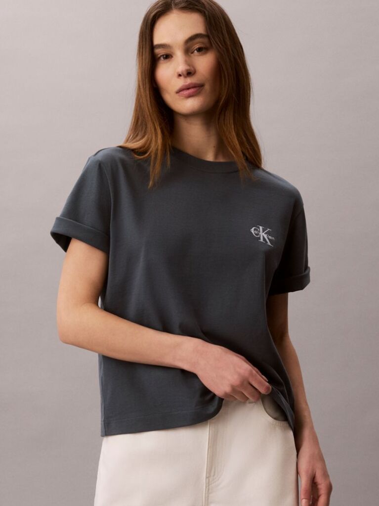 Blue Monologo Boxy T-Shirt  Women