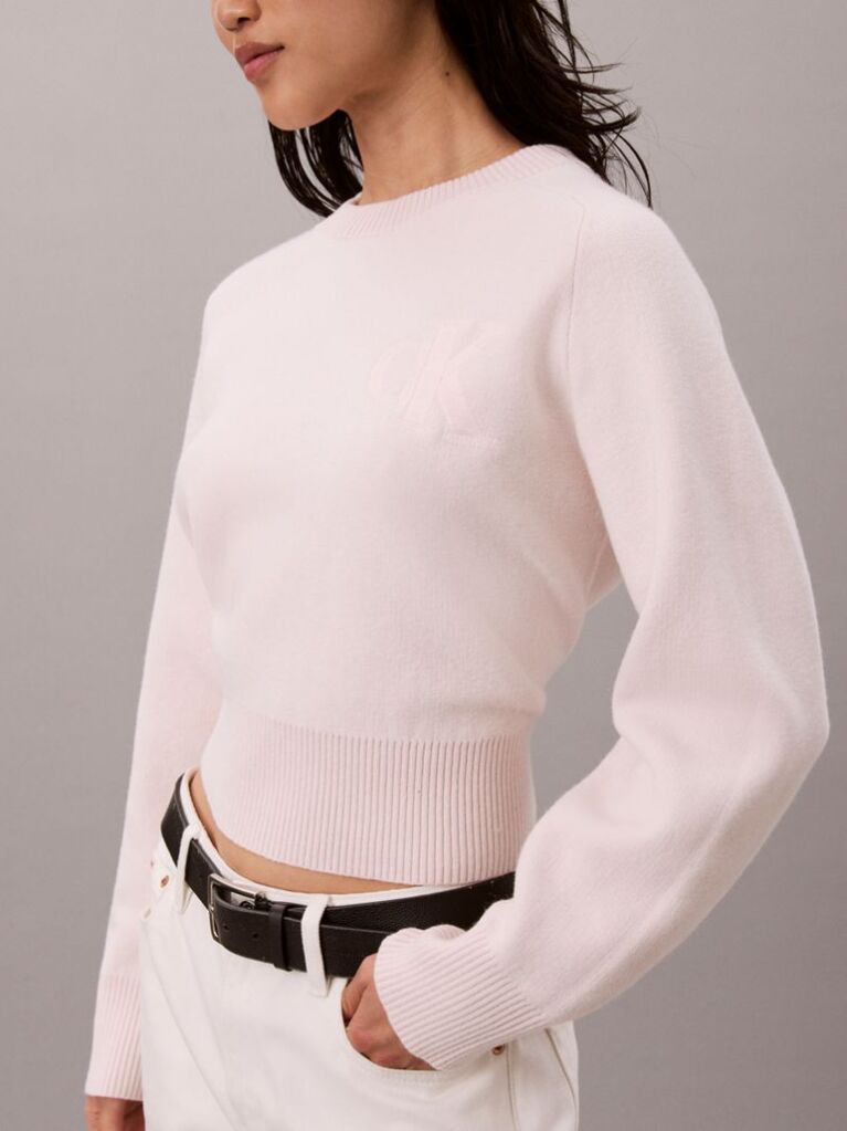 Pink Monogram Wool Blend Raglan Sleeve Jumper  Women