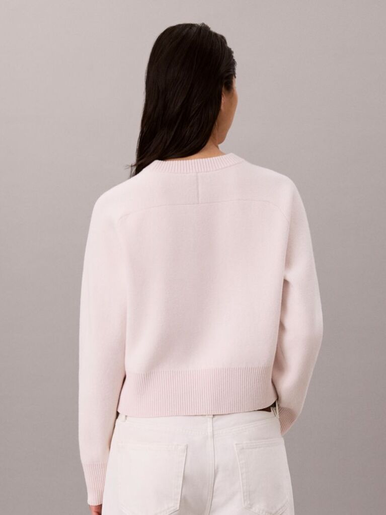 Pink Monogram Wool Blend Raglan Sleeve Jumper  Women