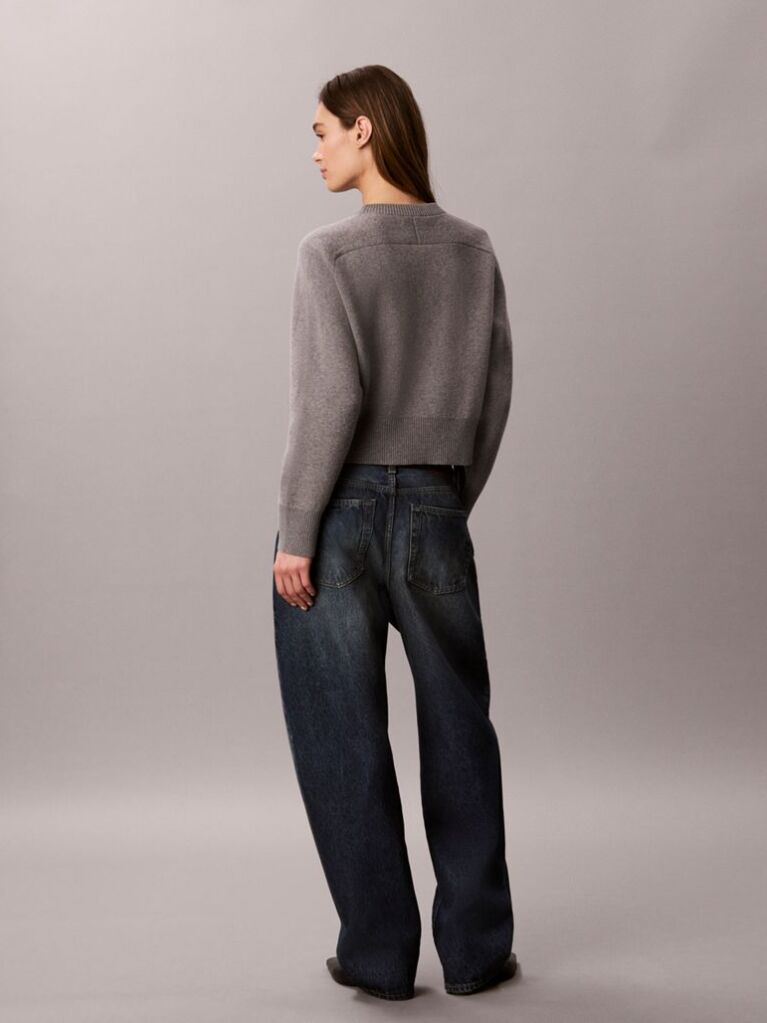 Grey Monogram Wool Blend Raglan Sleeve Jumper  Women