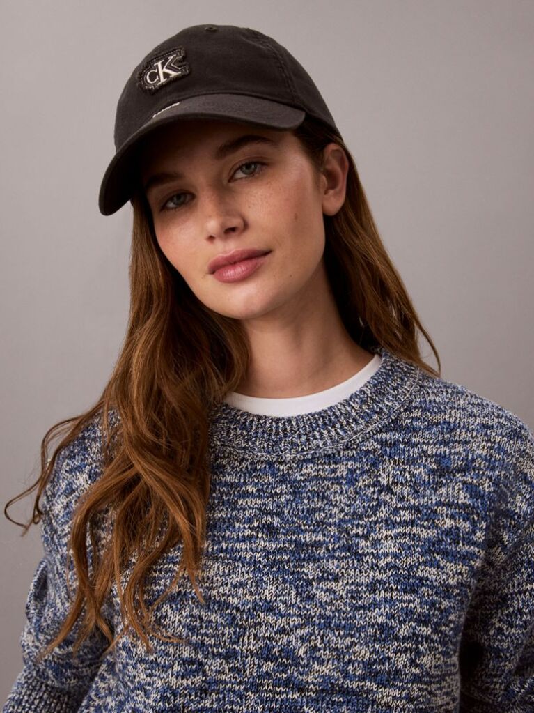 Blue Monogram Label Chunky Mouliné Jumper  Women
