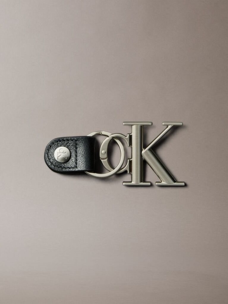 Silver Bold Monogram Key Fob  Men