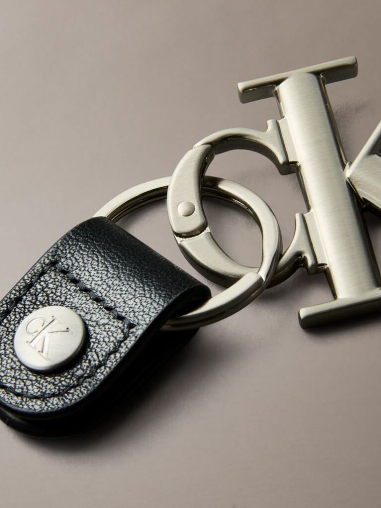 Silver Bold Monogram Key Fob  Men