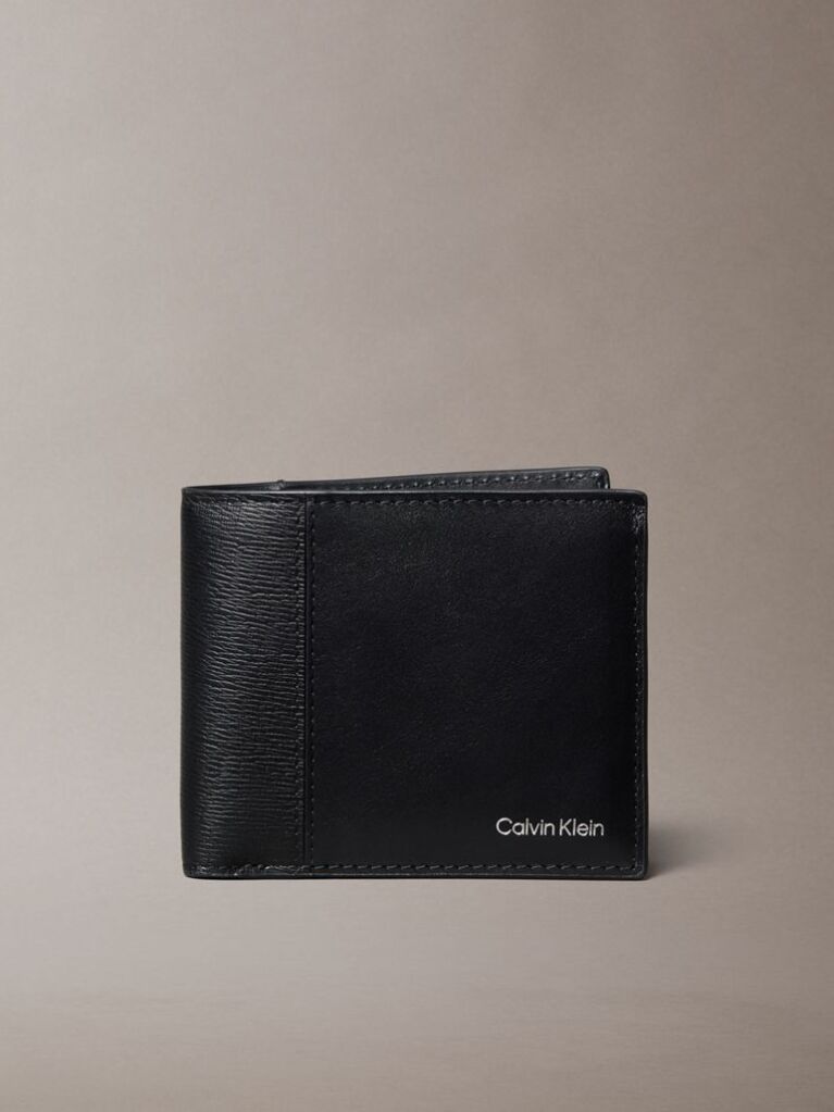 Black Leather RFID Billfold Wallet  Men