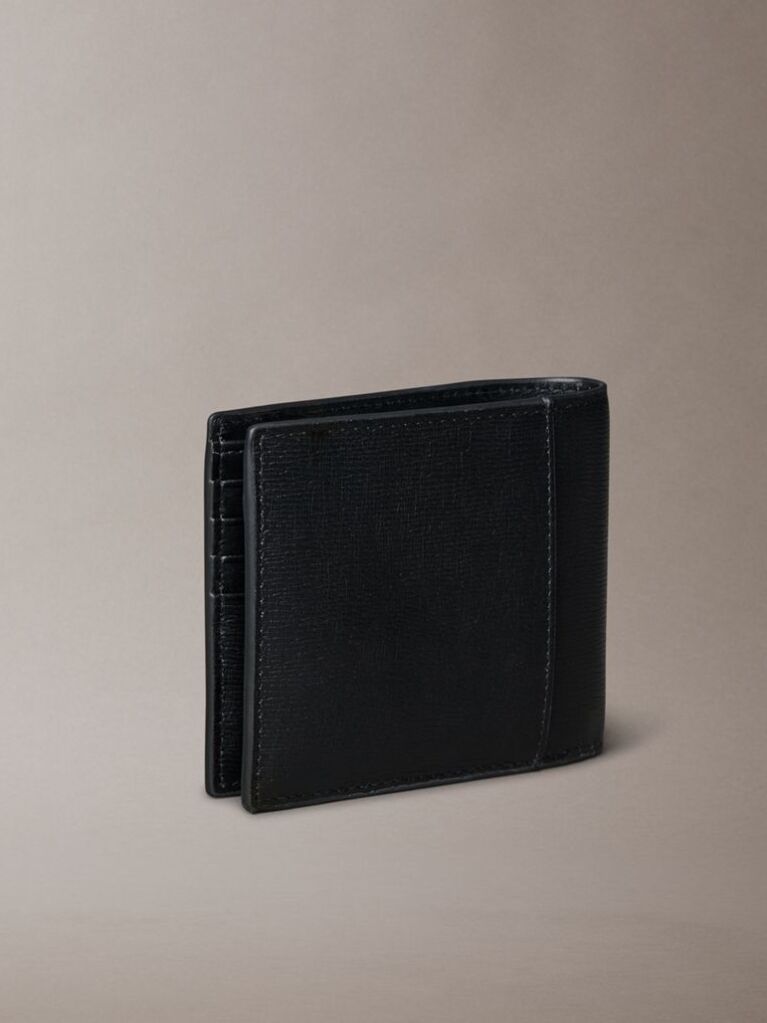 Black Leather RFID Billfold Wallet  Men