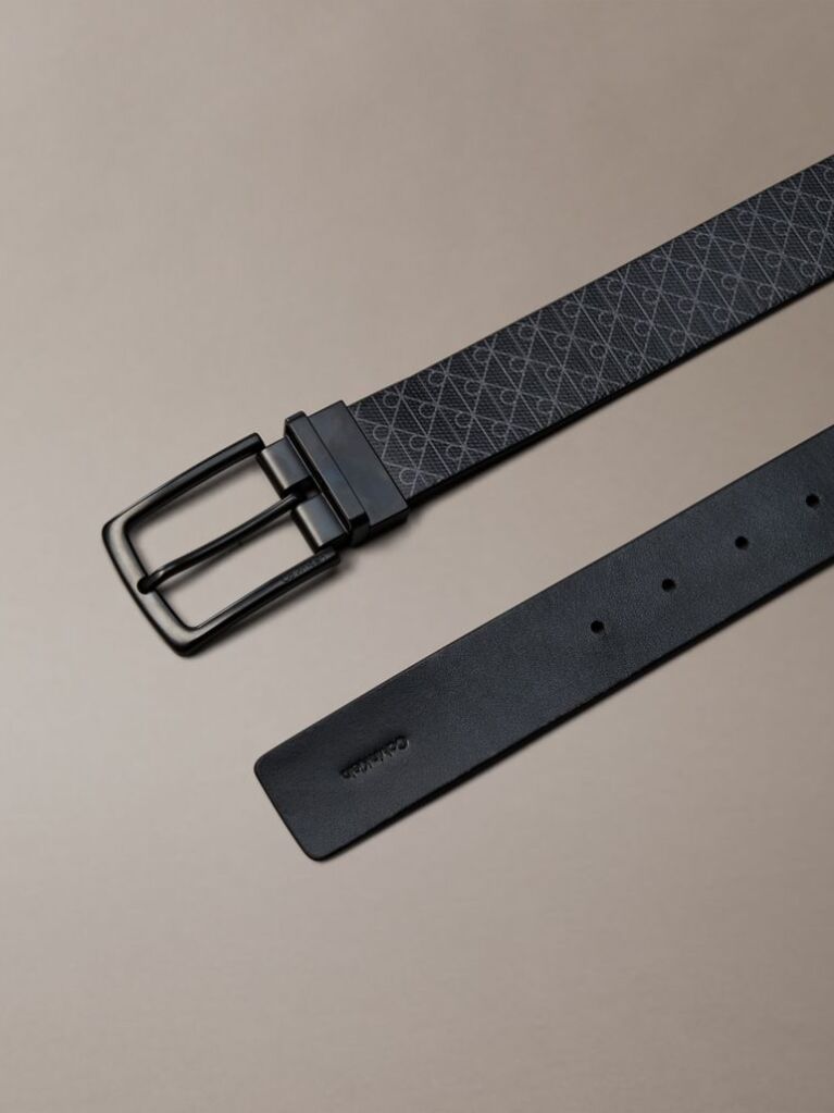Black Reversible Logo Belt  Men