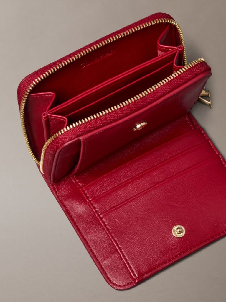 Red Leather Medium Zip Wallet  Women