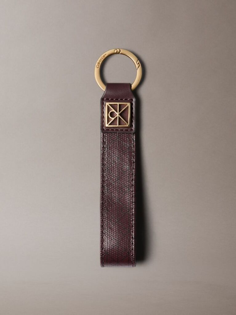 Red Allover Monogram Logo Key Fob  Women