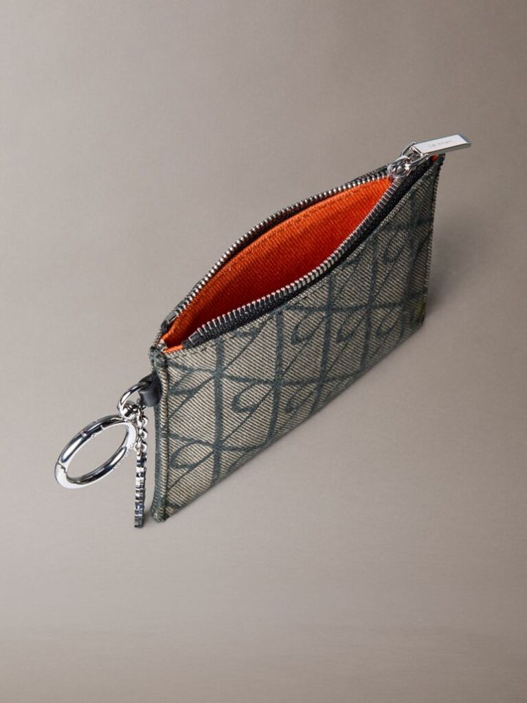 Multi Jacquard Logo Zip Pouch Bag Charm  Women