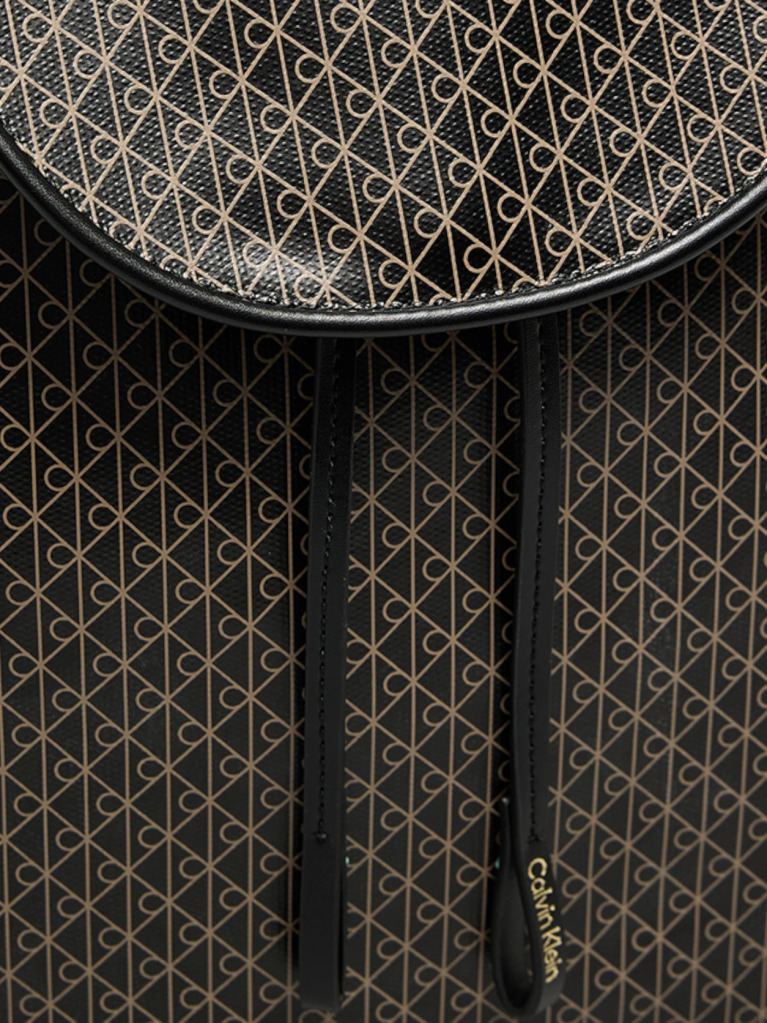 Black Allover Monogram Logo Backpack  Women