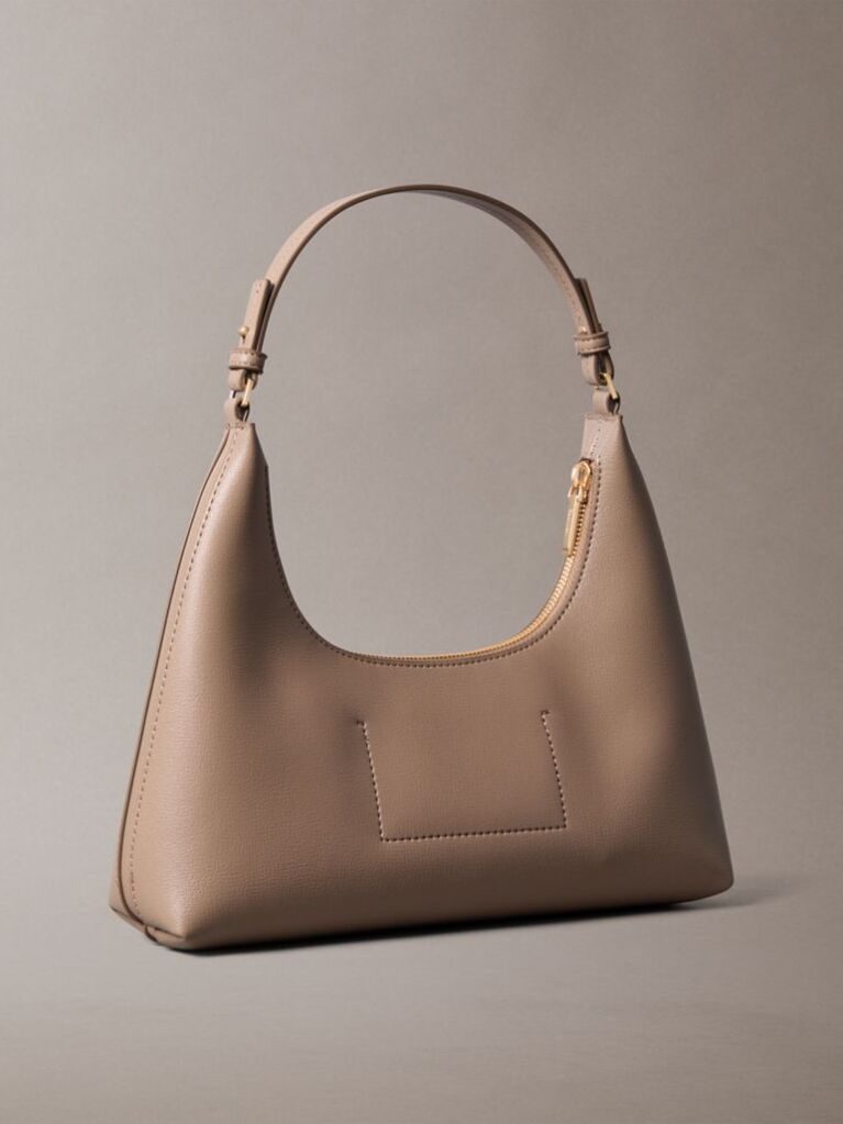 Beige Embossed Logo Shoulder Bag  Women